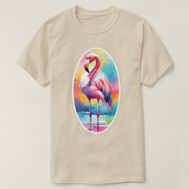 Vattenfärg Flamingo T Shirt (Design framsida)