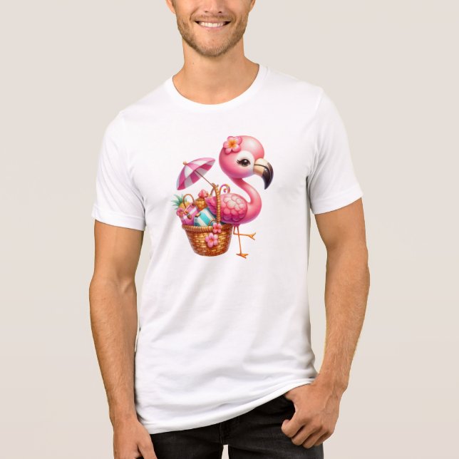 Vattenfärg Flamingo Tecknad Clipart T Shirt (Framsida)
