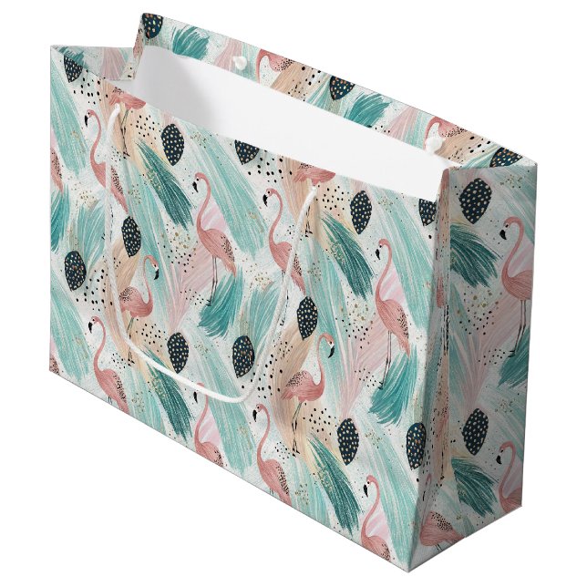 Vattenfärg Flamingo Tropical Mönster (Framsidan Vinklad)