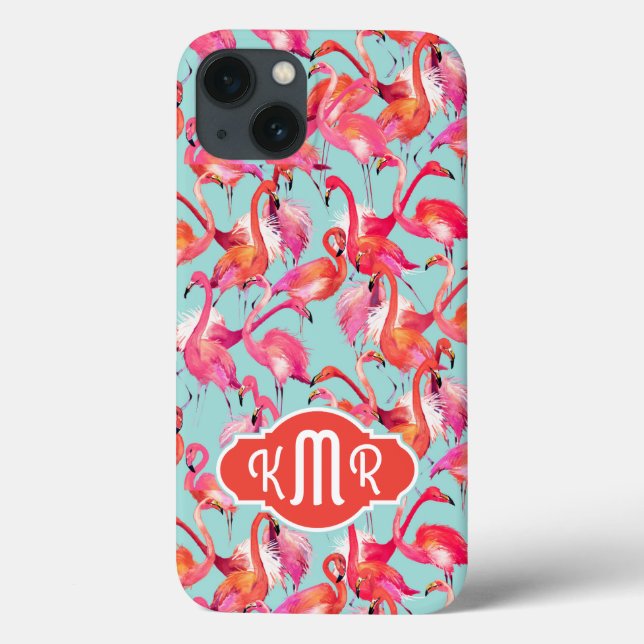 Vattenfärg Flamingos Gasted | Monogram (Baksida)