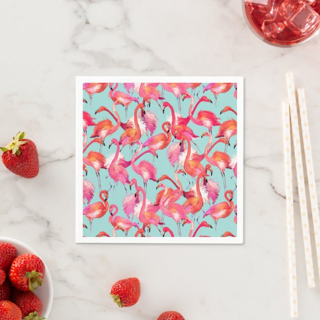 Vattenfärg Flamingos Gasted Pappersservett (Insitu)