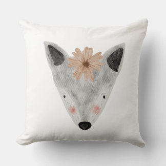 Vattenfärg flickig baby djur vit grå nurseries kudde