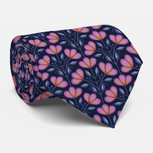 Vattenfärg Flora Motif Tie Navy Slips