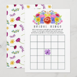 Vattenfärg Floral Fiesta Bröllop Bingo Inbjudningar