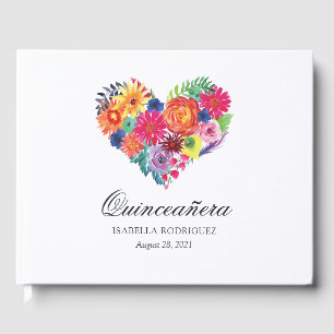 Vattenfärg Floral Fiesta Quinceañera Gästböcker
