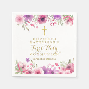 Vattenfärg Floral Första Nattvarden Pappersservett