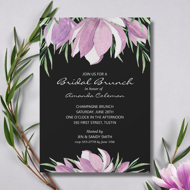 Vattenfärg Floral Magnolia Bröllopsdusch Inbjudningar (Watercolor magnolia flowers bridal shower invitations - INSTANT DOWNLOAD and/or PRINTED or both!)