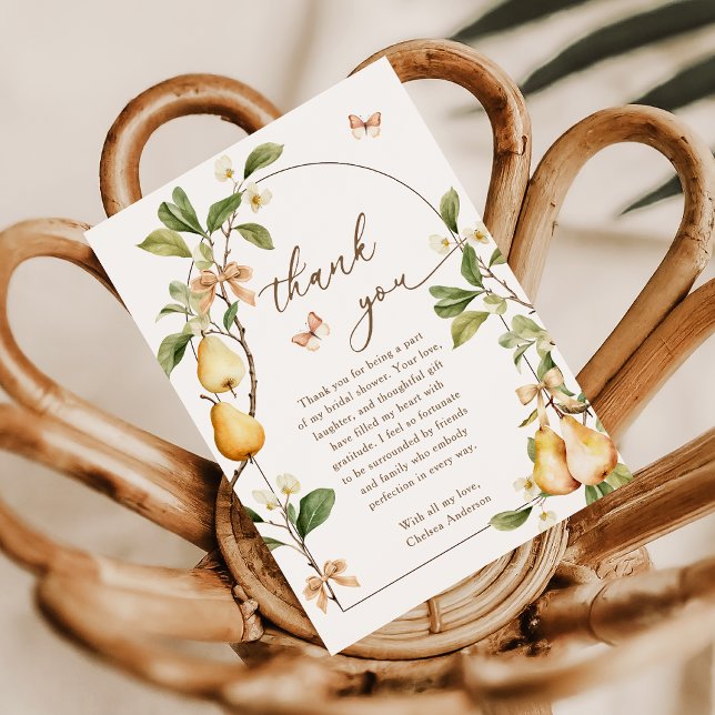 Vattenfärg Floral Perfekt Päron Bröllopsdusch Tack Kort (Skapare uppladdad)