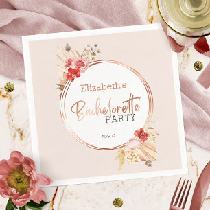 Vattenfärg Floral Ros Sjungbröllopsfest Pappersservett