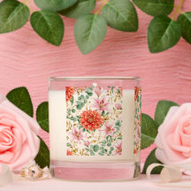 Vattenfärg Floral Rosa Ros Bröllopsljus |