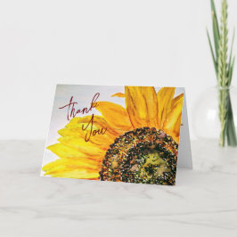 Vattenfärg Floral Solros Tack Kort