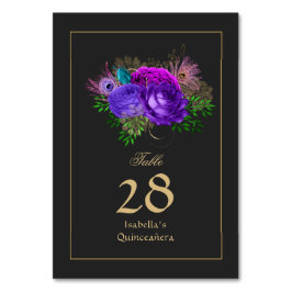 Vattenfärg Floral Spansk Mardi Gras Quinceañera Bordsnummer