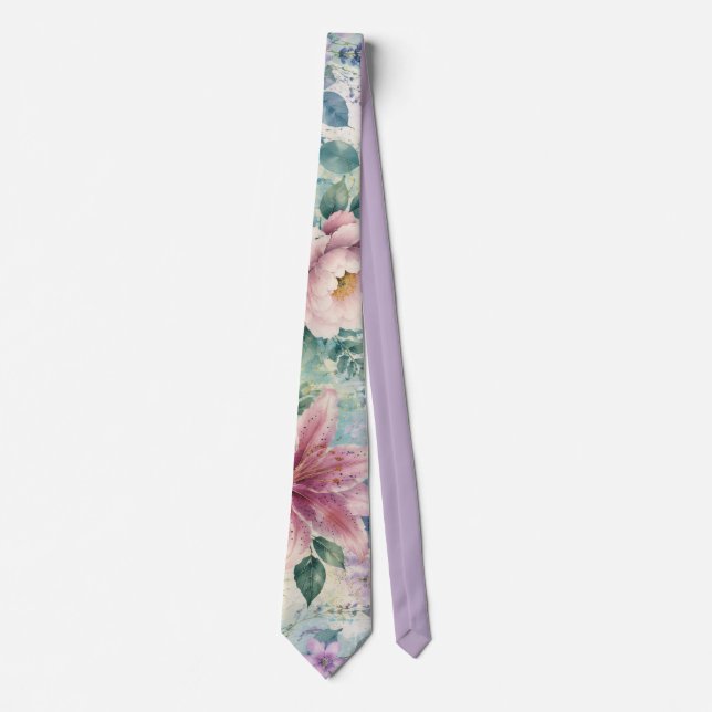 Vattenfärg Floral Trollslända Mönster Slips (Framsida)