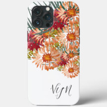 Vattenfärg Florala Persika  Förgylld Monogram