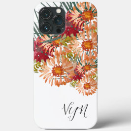 Vattenfärg Florala Persika  Förgylld Monogram