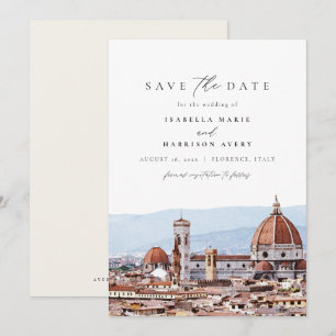 Vattenfärg Florence Italien Skyline Spara datum Inbjudningar