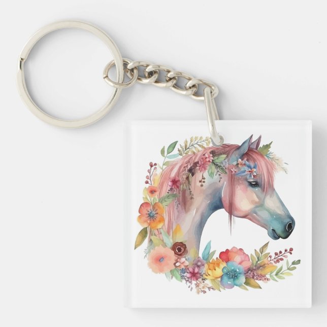 Vattenfärg Flower Boho Horse Pastel (Framsidan)