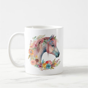 Vattenfärg Flower Boho Horse Pastel Kaffemugg