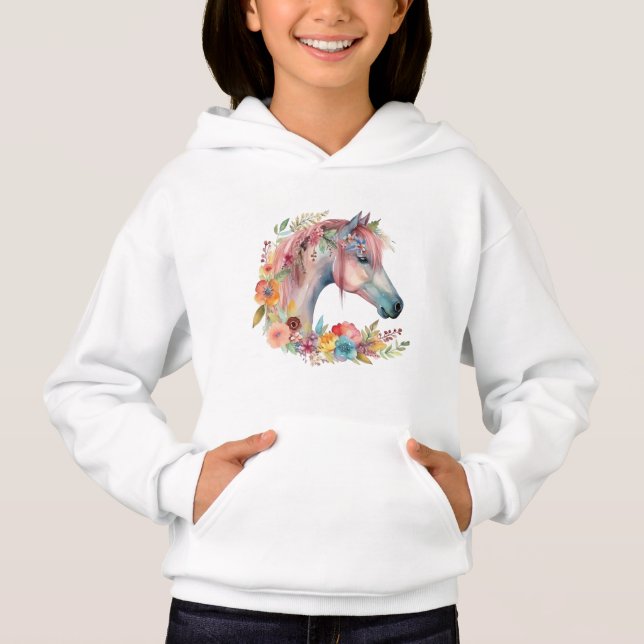 Vattenfärg Flower Boho Horse Pastel T Shirt (Framsida)