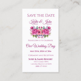 Vattenfärg Flower Bouquet-Bröllop spara datum- Visitkort