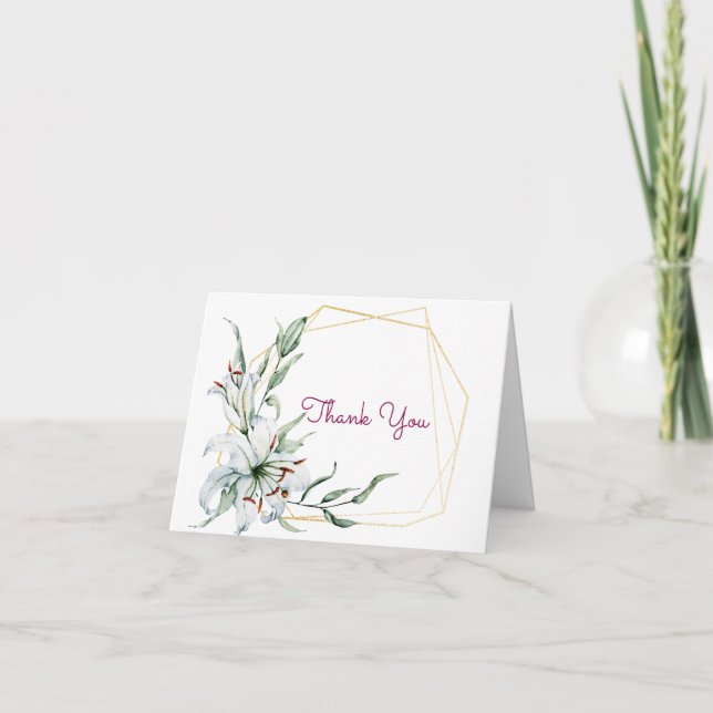 Vattenfärg Flower Lily Tack Kort (Framsida)