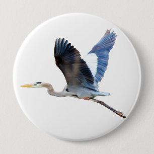 Vattenfärg Flygande blå Heron Knapp