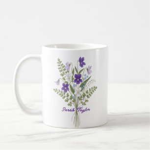 Vattenfärg Födelsemånadsblomma Viol Personlig Mugg