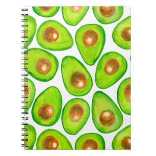 Vattenfärg för Avocado-segment Anteckningsbok Med Spiral