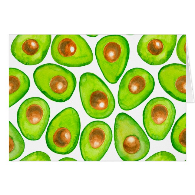 Vattenfärg för Avocado-segment Hälsningskort (Framsidan Horizontal)
