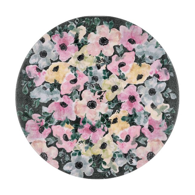 Vattenfärg för blommigt av mörk: vacker utskrift. (Framsidan)