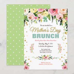 Vattenfärg för blommigt för frunch för mors inbjudningar