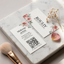 Vattenfärg för blommor Makeup Artist QR-kod Visitkort