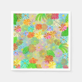 Vattenfärg för blommor och tropiska löv pappersservett