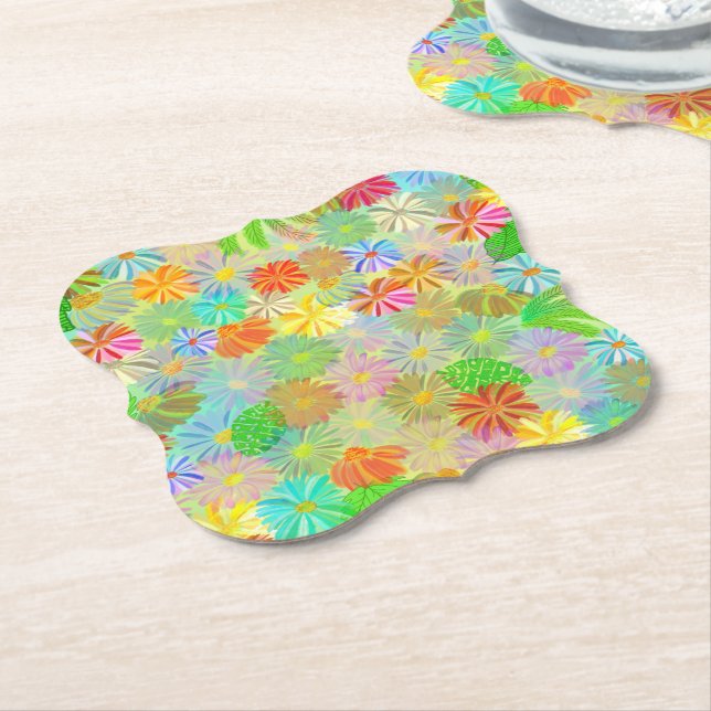 Vattenfärg för blommor och tropiska löv underlägg papper (Vinklad)