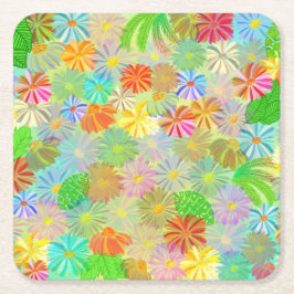 Vattenfärg för blommor och tropiska löv underlägg papper kvadrat