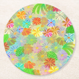 Vattenfärg för blommor och tropiska löv underlägg papper rund