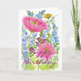 Vattenfärg för bukett för Dahlia för grattis på Kort