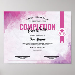 Vattenfärg för certifikatets färdigställande poster