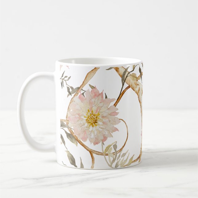 Vattenfärg för Chrysanthemum för Kaffemugg (Vänster)