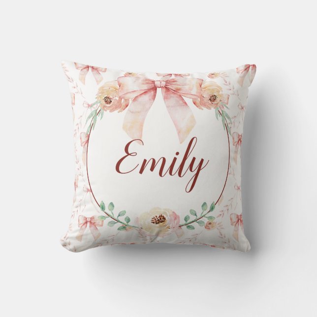 Vattenfärg för coquette-båge kudde (Framsida)