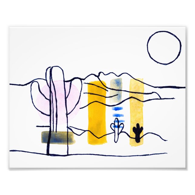 Vattenfärg för Desert Scene + Bläck Fototryck (Framsidan)