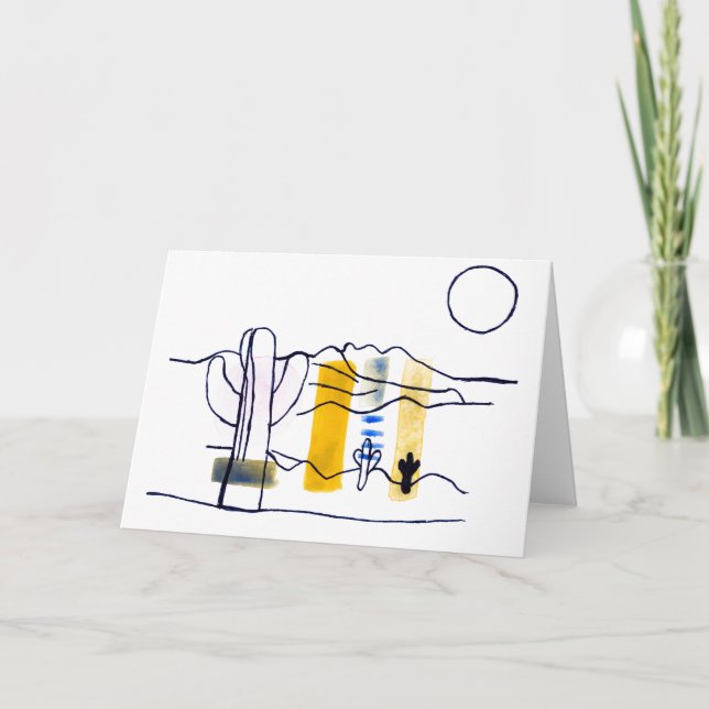 Vattenfärg för Desert Scene + Bläck-kort Tack Kort (Framsida)