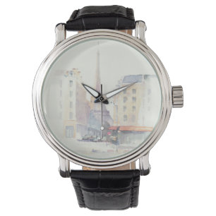 Vattenfärg för Eiffel torn Paris Armbandsur