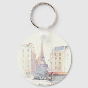 Vattenfärg för Eiffel torn Paris Nyckelring