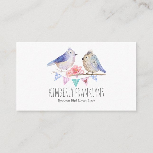 Vattenfärg för fågelskogsmarkunderland visitkort (Framsida)