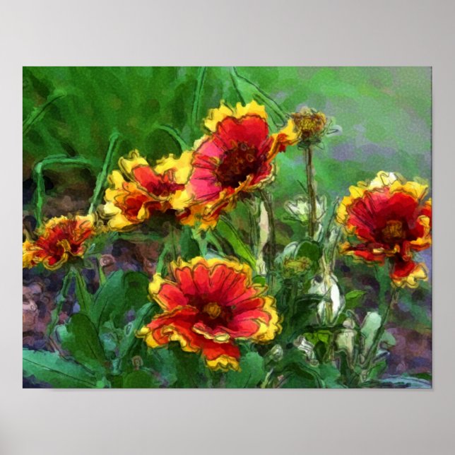 Vattenfärg för filtar blommor Daisy Poster (Framsidan)