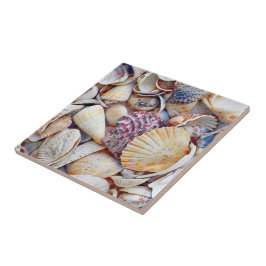 Vattenfärg för havsviken Nautisk Snäckor Kakelplatta