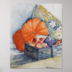 Vattenfärg för höstfrukt poster