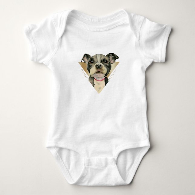 Vattenfärg för hund för tjur "för valpöga" grop t-shirt (Framsida)