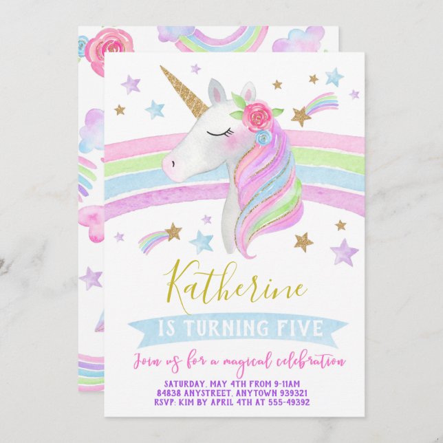 Vattenfärg för inbjudan för (Fram/baksida)